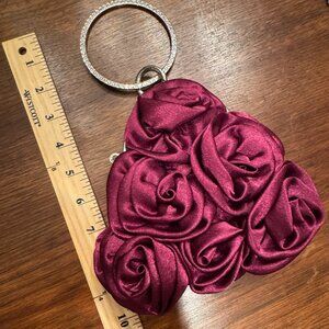 Satin Rossette Clutch with Detachable Chain